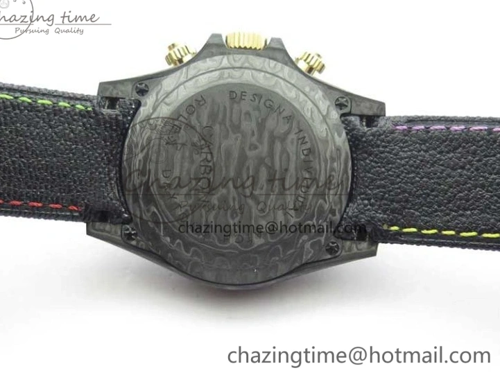 Good Copy Rolex Watches On Edition Carbon Black Strap Diw Dial Pink V Daytona EyeCatching A7750 Best WWF Nylon 2890 0111